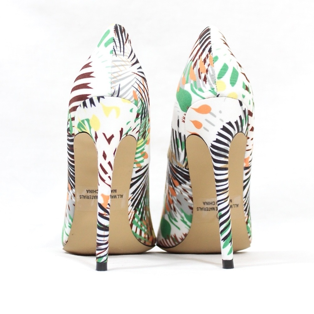 Pointy Toe Multi Colored Stiletto High Heel Pumps - Picture 4 of 4